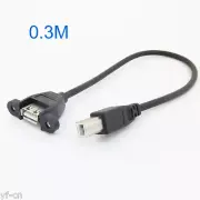 50pcs 30cm/1ft USB Female to Printer Scanner B Male Cable Cord Screw Lock Type