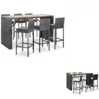 Outdoor Bar Set with Cushions Table and Chairs 7 Piece Poly Rattan vidaXL