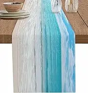 Gsypo Summer Table Runners 70 Inches Long Tropical Ocean Beach Sea Water Table Runner for Family Dinner/Wedding/Outdoor Indoor Party, Cotton-Polyester Blend Dresser Scarf Table Decorations