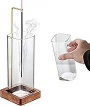Incense Burner Holder, 10.3inch Metal Incense Stick Holder with Transparent Glass Bottle & Wooden Base, Anti-Ash Flying Incense Burner for Home Decor Yoga Spa