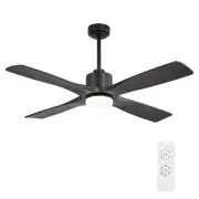 48 Inch DC Ceiling Fan with Lights and Remote Control, 4 Carved Solid Wood Bl...