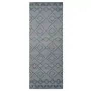Hand Knotted Wool 2'6'x10' Runner Area Rug Geometric Light Blue BlueBBH BBN01117
