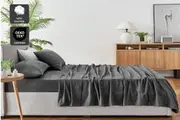 Ovela 150GSM Cotton Flannelette Bed Sheet Set (Charcoal)