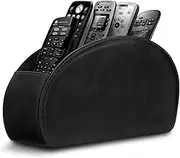 Remote Control Holder with 5 Compartments,Pu Leather Office Organization Storage Caddy Box for Tv Remote,Heater Controllers,Media Player,Office Supplies,Makeup Brush (Black)