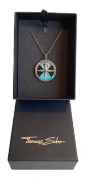 THOMAS SABO Compass Pendant NECKLACE Sterling Silver Turquoise Onyx Abalone NIB