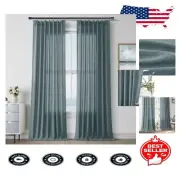 Boho Dark Blue Pinch Pleat Window Curtains - Light Filtering, 2 Panels 90'' Long