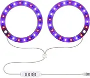 Oimzzr Grow Lights Full Spectrum Plant Lamp with 20 s 8H/12H/16H Timer 5 Dimmable Levels Height Adjustable USB an Ring Lamp for Succulents 2 Pack
