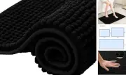 Bathroom Rugs Chenille Bath Rug Soft Short Plush Bath Mat Soft 16" x 24" Black
