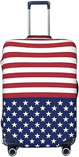 [CADREWY] American Flag Stars Stripes Print Travel Suitcase Cover Luggage Protector with Elastic Anti Scratch for Carry On, Black, Large