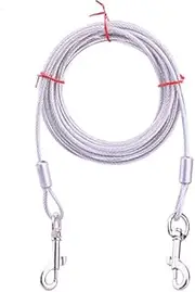 Pet Towing Rope, Dog Chain, Iron Chain, Double Ended one Tow Two Steel Wire, Dog Stake Bolt, Fixing Rope (White, 3mm*46CM)