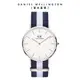 Daniel Wellington 手錶 Classic Glasgow 40mm藍白織紋錶-白錶盤-銀框(DW00100018)