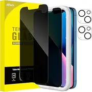 [JETech] Privacy Screen Protector for iPhone 13 6.1-Inch with Camera Lens Protector, Anti-Spy Tempered Glass Film, Easy Installation Tool, 2-Pack Each