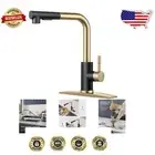 Stainless Steel Black Gold Pull Down Kitchen Faucet with Dual Spray Modes