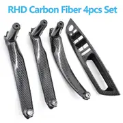 LHD RHD 4pcs Set Door Window Switch Panel Armrest Pull Handle Cover Trim For BMW X5 X6 E70 E71 E72 2007-2014 RHD Carbon Set