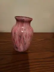 Hand Poured Painted Vase, Unique, Pink N Gray, One Of A Kind
