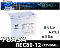 在飛比找Yahoo!奇摩拍賣優惠-全動力-湯淺 密閉型鉛酸電池 REC80-12 (12V80