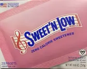 SWEET'N LOW Zero Calorie Sweetener 250 Count Packets 8.8 oz Box