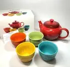 LE CREUSET Tea Set Teapot & Cups Set of 4 From Japan