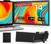 Laptop Screen Extender, 14" 1080P Portable Monitor, 250° Rotation Travel Disp...