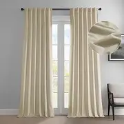 [HPD Half Price Drapes] Heritage Plush Velvet Curtains 96 Inches Long Room Darkening Curtains for Bedroom & Living Room 50W x 96L, (1 Panel), Au Lait Creme