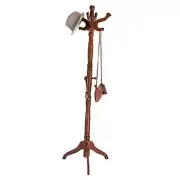 Coat Rack Free Standing with 11 Hooks, Wooden Hall Tree Coat Hat Dark Walnut