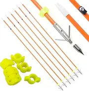 ZSHJGJR 32 inch Bow Fishing Arrows Archery Fiberglass Fishing Hunting Arrows with Safety Slides for Compound Bow Recurve Bow Fishing Hunting 3/6/12pcs