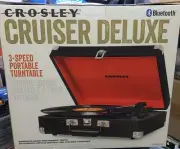 Crosley 3-Speed Turntabl CR8005DBK Cruiser Deluxe e - Vintage Black Suitcase