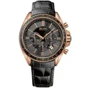 Hugo Boss Watch For Men Driver 1513092 Chronograph With Black dial Leather belt