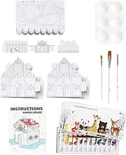 Hand Painted Paper House | Children's Handmade Hand Painted House - Drawing Toy for Home, School, Outdoor Activities, Travel