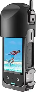 Aluminium Protective Frame and Silicone Lens Guards Cap for Insta360 X3,Metal Durable Housing Cage with Cold Shoe Mount,Bundle Include Metal Cage and Lens Protector(Insta360 X3 cage with Lens Cap)