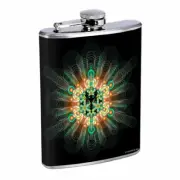 Fractal Circle Retro Em1 Flask 8oz Stainless Steel Hip Drinking Whiskey