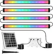 MEIKEE 4-in-1 Solar RGB Wall Wash Lights | 4x44cm LED Strips + RF Remote | 30 Modes, 10 Colours, 2 Brightness | IP66 Waterproof | 7.3m Cable | Auto On/Off | for Garden, Fence, Pathway