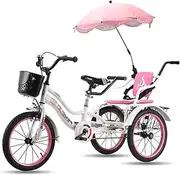 DEFGHIJ Adult Tricycle 18inch Three Wheel Bike with Armrests and Push Back Trike Bike Bicycle for Picnic Shopping Work Men and Women(Blue)(Pink)