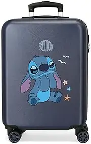 [Disney] Joumma Stitch Excited Cabin Suitcase Blue 38 x 55 x 20 cm Rigid ABS Combination Lock Side 35L 2 kg 4 Double Wheels Luggage Hand Luggage, Blue, Cabin Suitcase, Blue, Cabin Suitcase