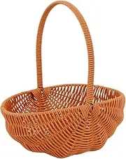 NOLITOY Creative Handwoven Watermelon Shaped Basket Vintage Rustic Picnic Storage Flower Basket Home Decor for Picnics and Home Decoration