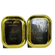2 NOS Vintage Solid brass mini picture frame Kmart velvet back easel hanging