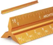 12" Architectural Scale Ruler, Triangular Aluminum Ruler for Architects & Engine