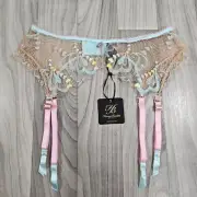 Honey Birdette Candy Aquamarine Suspender Size XL