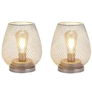 2pcs Metal Battery Operated Table Lamp with Led Edison Bulb for Home Decor