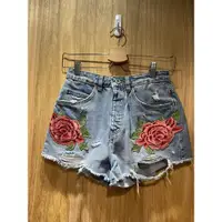 在飛比找蝦皮購物優惠-📍全新📍ZARA 牡丹花刺繡 破損牛仔褲 女 EUR 34 