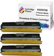 3 Pack Black Compatible Toner Cartridge for OKI 44250708 (2,500 Pages) for OKI C110 C130n MC160n