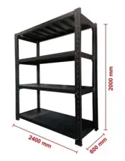 2.4m L×2m H×0.6m D Heavy Duty Shelving Garage Warehouse Storage Metal Rack