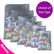 Many Sizes for Heat-Sealable Clear Silver Shiny Foil Open Top Pouch Bag S2
