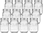 12 Pcs Canning Jars - 480Ml / 16 Oz Regular Mouth Mason Jar Empty Glass Spice Bo