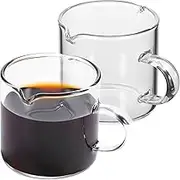 ABOOFAN 2pcs Espresso Shot Glasses Double Spout Glass Pitcher with Handle 120ml Small Milk Cup Espresso Accessories for Espresso Machine