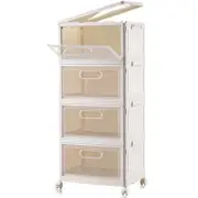 4 Tier Stackable Storage Bins Storage Containers with Wheels Clear Plastic St...