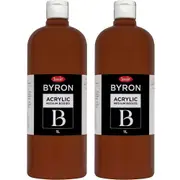 2x Jasart Byron 1L Acrylic Paint Medium-Bodied Craft Painting Burnt Sienna