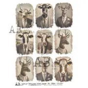 Animal Portraits | A4 Rice Paper | Paper for Decoupage | AB Studios