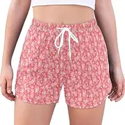 [GuoChe] Running Shorts Women Japanese Pink Flower Aesthetic Waist Athletic Running Shorts Quick Dry Womens Sport Shorts for