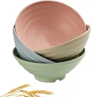 WANBY Lightweight Wheat Straw Cereal Bowls Unbreakable Dinner Dishes Bowl Set Dishwasher & Microwave Safe (4 Pack 34Oz)